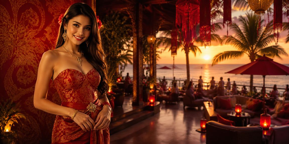 Pemain casino menikmati taruhan strategis di tepi pantai dengan perangkat seluler modern